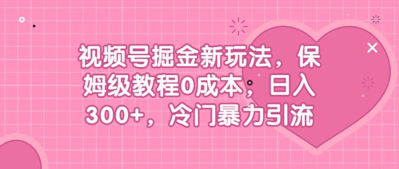 （6802期）视频号掘金新玩法，保姆级教程0成本，日入300+，冷门暴力引流-云创智库