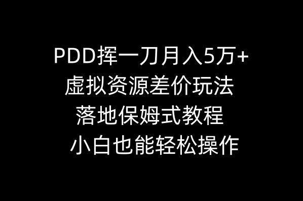 （8849期）PDD挥一刀月入5万+，虚拟资源差价玩法，落地保姆式教程，小白也能轻松操作-云创智库