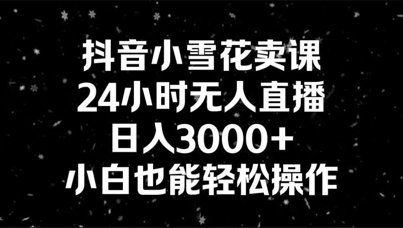 （8695期）抖音小雪花卖课，24小时无人直播，日入3000+，小白也能轻松操作-云创智库