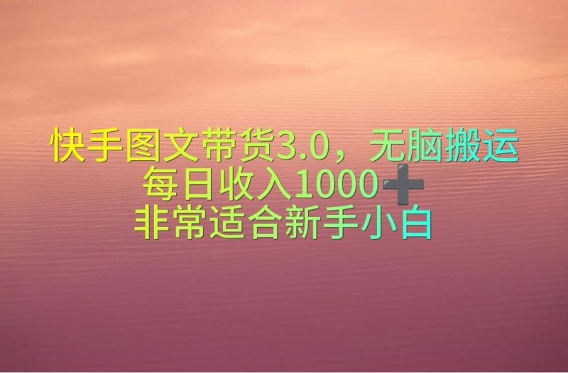 （10252期）快手图文带货3.0，无脑搬运，每日收入1000＋，非常适合新手小白-云创智库