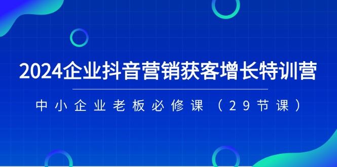 （11349期）2024企业抖音-营销获客增长特训营，中小企业老板必修课（29节课）-云创智库