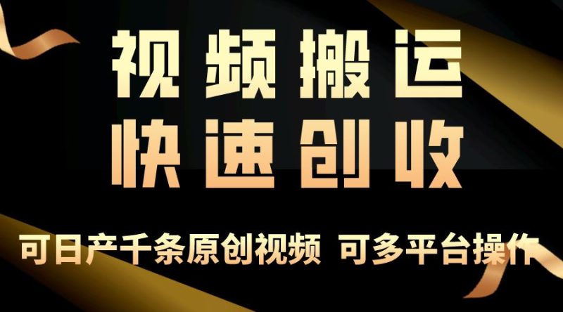 （10417期）一步一步教你赚大钱！仅视频搬运，月入3万+，轻松上手，打通思维，处处…-云创智库