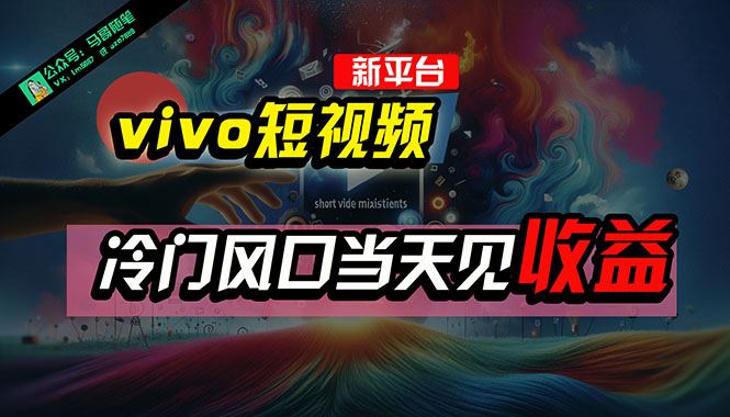 （10390期）全新平台vivo短视频，新风口AI混剪无脑搬运，冷门风口当天见收益，7天…-云创智库