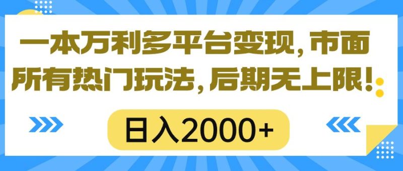 （10311期）一本万利多平台变现，市面所有热门玩法，日入2000+，后期无上限！-云创智库
