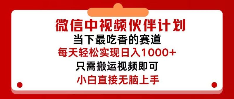 （12017期）微信中视频伙伴计划，仅靠搬运就能轻松实现日入500+，关键操作还简单，…-云创智库