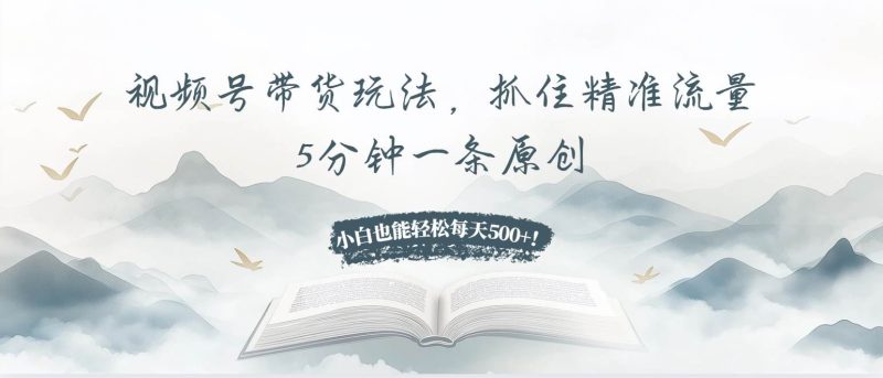 （13492期）视频号带货玩法，抓住精准流量，5分钟一条原创，小白也能轻松每天500+！-云创智库
