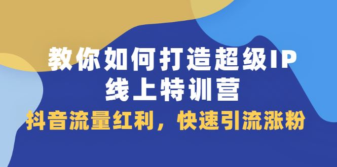（2093期）教你如何打造超级IP线上特训营，抖音流量红利，快速引流涨粉-云创智库