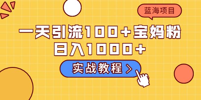 （2036期）一天引流100+宝妈粉，日入1000+马上持续变现 蓝海项目（实战教程）-云创智库