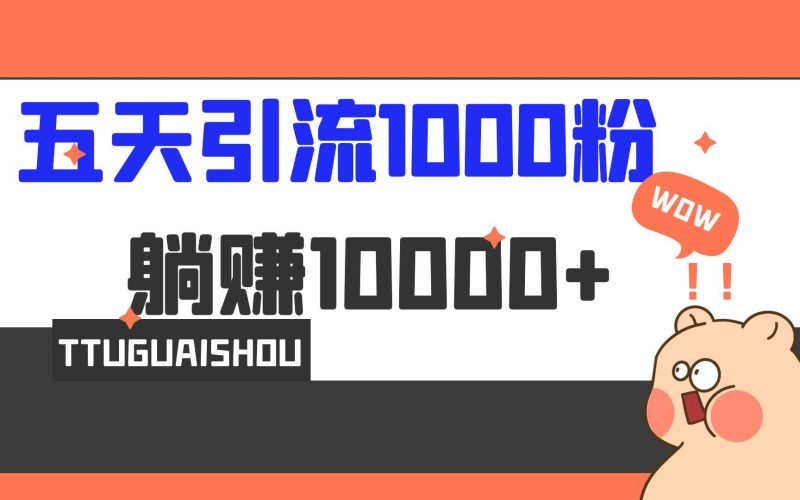 （6745期）5天引流1000+，赚了1w+-云创智库