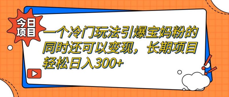 （7147期）一个冷门玩法引爆宝妈粉的同时还可以变现，长期项目轻松日入300+-云创智库