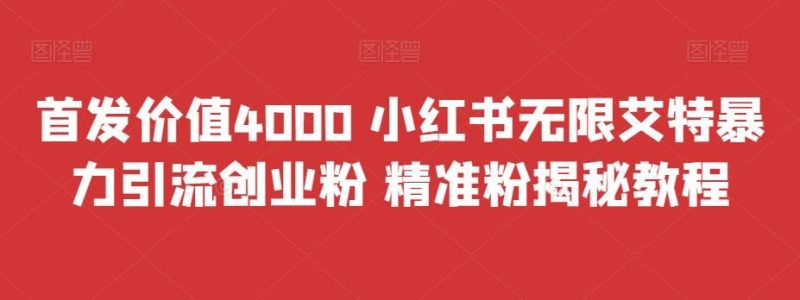 （6982期）首发价值4000 小红书无限艾特暴力引流创业粉 精准粉揭秘教程-云创智库