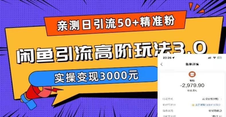 （5739期）实测日引50+精准粉，闲鱼引流高阶玩法3.0，实操变现3000元-云创智库