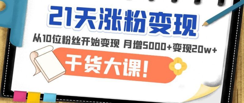 （4986期）21天精准涨粉变现干货大课：从10位粉丝开始变现 月增5000+变现20w+-云创智库