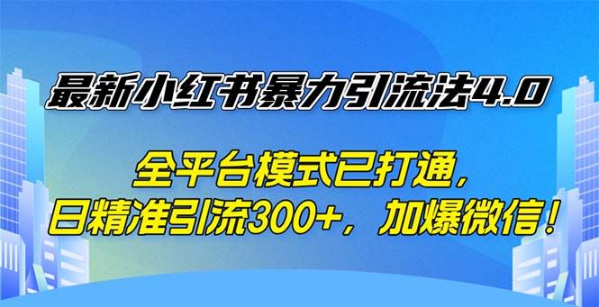 （12505期）最新小红书暴力引流法4.0， 全平台模式已打通，日精准引流300+，加爆微…-云创智库