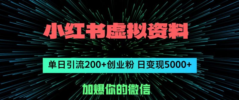 （12164期）小红书虚拟资料日引流200+创业粉，单日变现5000+-云创智库