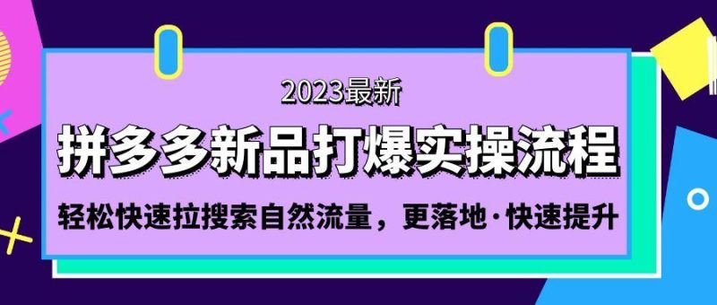 （5036期）拼多多-新品打爆实操流程：轻松快速拉搜索自然流量，更落地·快速提升!-云创智库