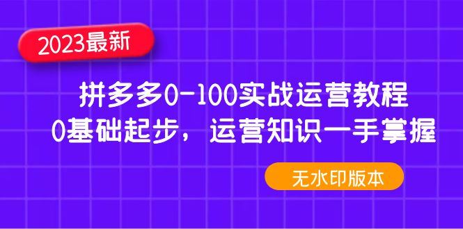 （4835期）2023拼多多0-100实战运营教程，0基础起步，运营知识一手掌握（无水印）-云创智库