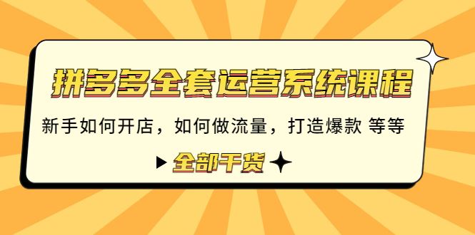 （4430期）拼多多全套运营系统课程：新手如何开店 如何做流量 打造爆款 等等 全部干货-云创智库