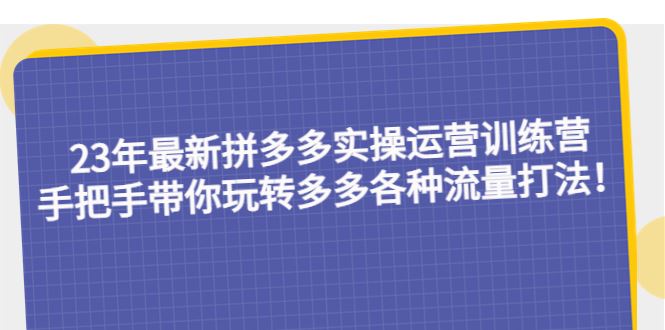 （5435期）23年最新拼多多实操运营训练营：手把手带你玩转多多各种流量打法！-云创智库