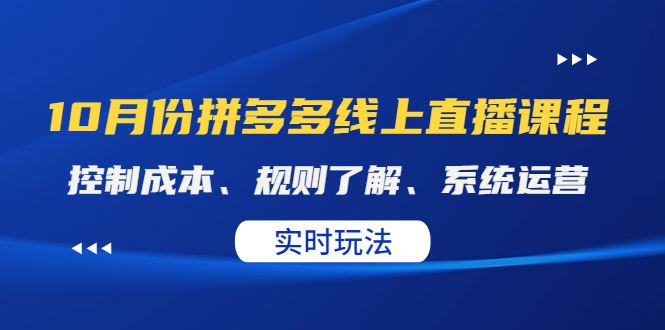 （4140期）某收费10月份拼多多线上直播课： 控制成本、规则了解、系统运营。实时玩法-云创智库