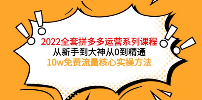 （3654期）2022全套拼多多运营课程，从新手到大神从0到精通，10w免费流量核心实操方法-云创智库