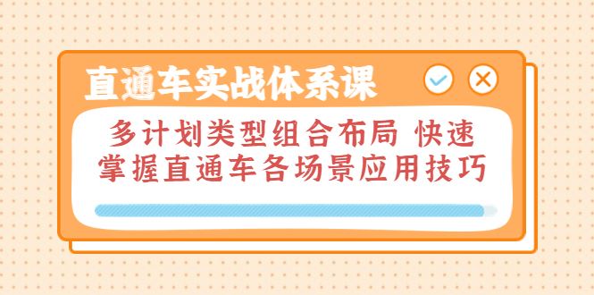 （3475期）直通车实战体系课：多计划类型组合布局 快速掌握直通车各场景应用技巧-云创智库