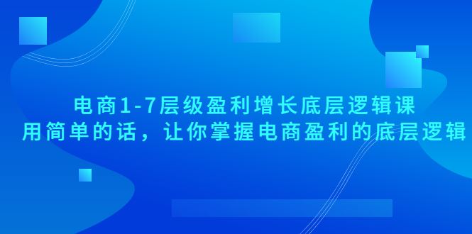 （3403期）电商1-7层级盈利增长底层逻辑课：用简单的话，让你掌握电商盈利的底层逻辑-云创智库