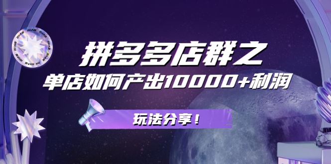（2056期）拼多多店群之：教你单店如何产出10000+利润，玩法分享！-云创智库
