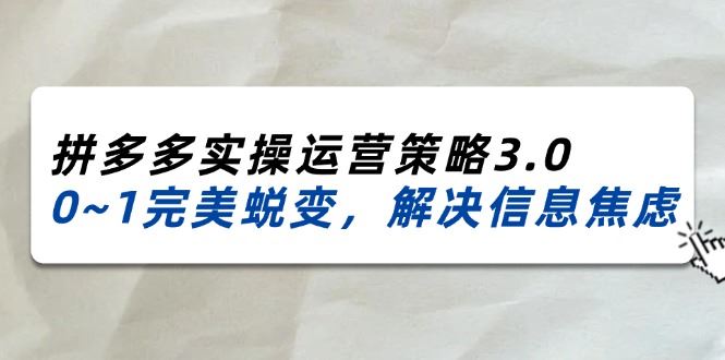 （11658期）2024_2025拼多多实操运营策略3.0，0~1完美蜕变，解决信息焦虑（38节）-云创智库