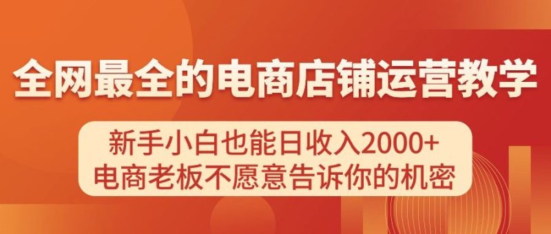 （11266期）电商店铺运营教学，新手小白也能日收入2000+，电商老板不愿意告诉你的机密-云创智库