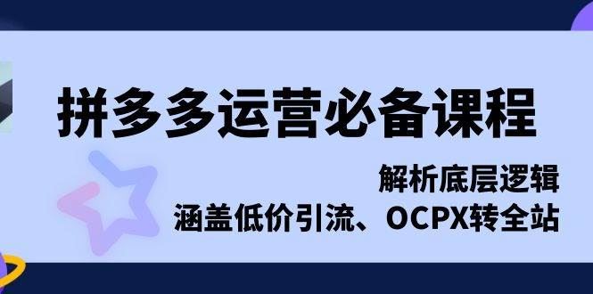 （13700期）拼多多运营必备课程，解析底层逻辑，涵盖低价引流、OCPX转全站-云创智库