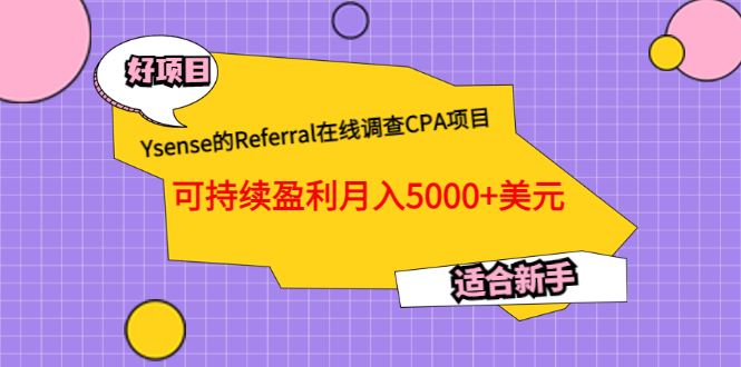 （3176期）Ysense的Referral在线调查CPA项目，可持续盈利月入5000+美元，适合新手-云创智库