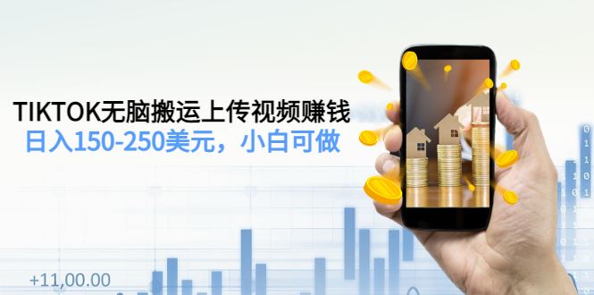 （3142期）TIKTOK无脑搬运上传视频赚钱，日入150-250美元，小白可做（2节视频课）-云创智库