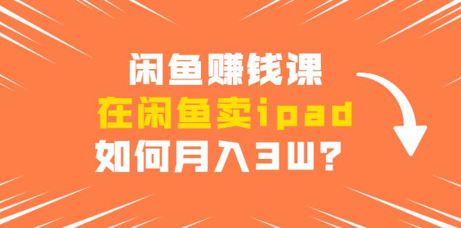 （1710期）闲鱼赚钱课：在闲鱼卖ipad，如何月入3W？详细操作教程-云创智库