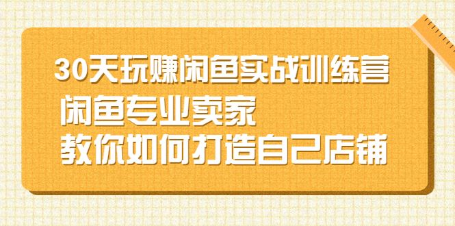（2247期）30天玩赚闲鱼实战训练营，闲鱼专业卖家教你如何打造自己店铺-云创智库