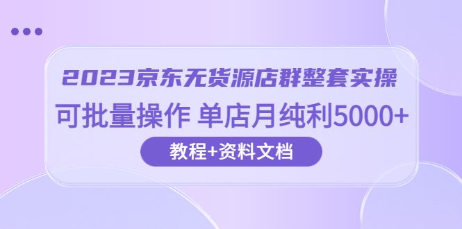 （6223期）2023京东-无货源店群整套实操 可批量操作 单店月纯利5000+63节课+资料文档-云创智库