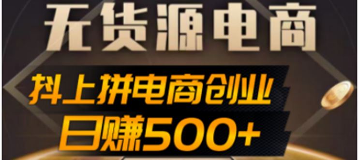 （4475期）抖上拼无货源电商创业项目、外面收费12800，日赚500+的案例解析参考-云创智库