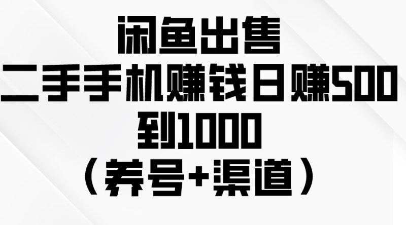 （10269期）闲鱼出售二手手机赚钱，日赚500到1000（养号+渠道）-云创智库