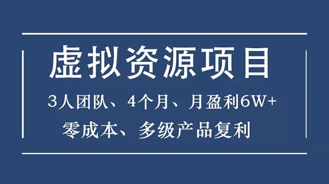 （1588期）虚拟资源项目-新手、3个团队 4个月 月盈利6W+零成本、多级产品复利-云创智库