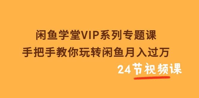 （3410期）闲鱼学堂VIP系列专题课：手把手教你玩转闲鱼月入过万（共24节视频课）-云创智库