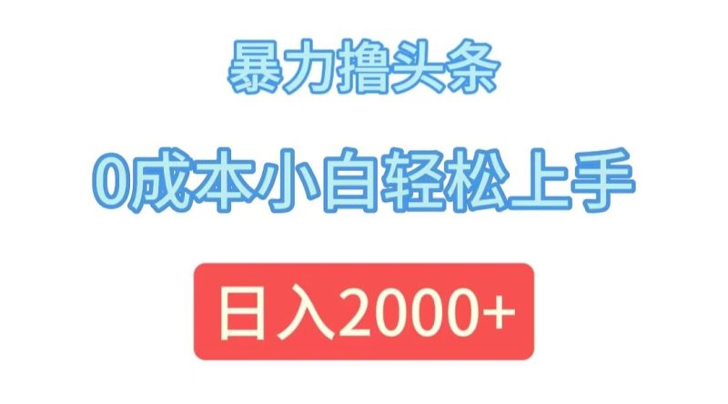 （12068期）暴力撸头条，0成本小白轻松上手，日入2000+-云创智库