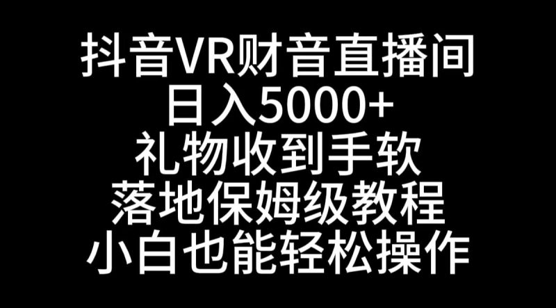 （8749期）抖音VR财神直播间，日入5000+，礼物收到手软，落地式保姆级教程，小白也…-云创智库