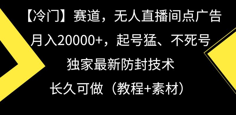 （9100期）【冷门】赛道，无人直播间点广告，月入20000+，起号猛、不死号，独家最…-云创智库