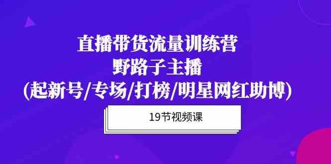 （10016期）直播带货流量特训营，野路子主播(起新号/专场/打榜/明星网红助博)19节课-云创智库