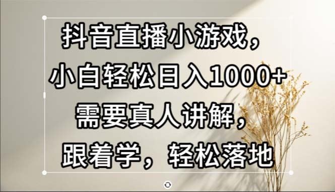 （13075期）抖音直播小游戏，小白轻松日入1000+需要真人讲解，跟着学，轻松落地-云创智库