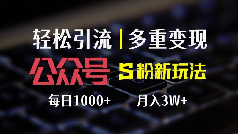 （12073期）公众号S粉新玩法，简单操作、多重变现，每日收益1000+-云创智库