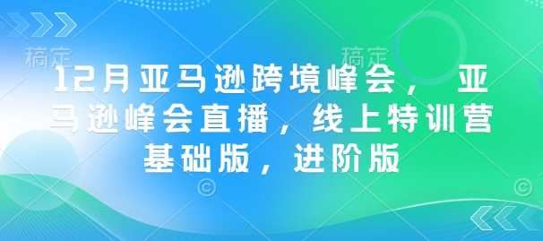 12月亚马逊跨境峰会， 亚马逊峰会直播，线上特训营基础版，进阶版-云创智库