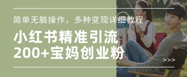 小红书混剪日引200+宝妈创业粉，简单无脑操作，多种变现详细教程-云创智库