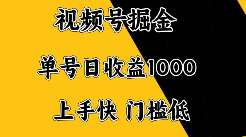 （14183期）视频号掘金，单号日收益1000+，门槛低，容易上手。-云创智库