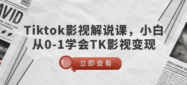TikTok影视解说课，小白从0-1学会TK影视变现-云创智库